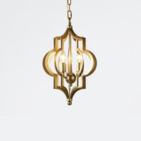 3 Bulbs Candle Chandelier Light Traditional Gold Metal Hanging Ceiling Fixture for Dining Room with Cage - Rebooters