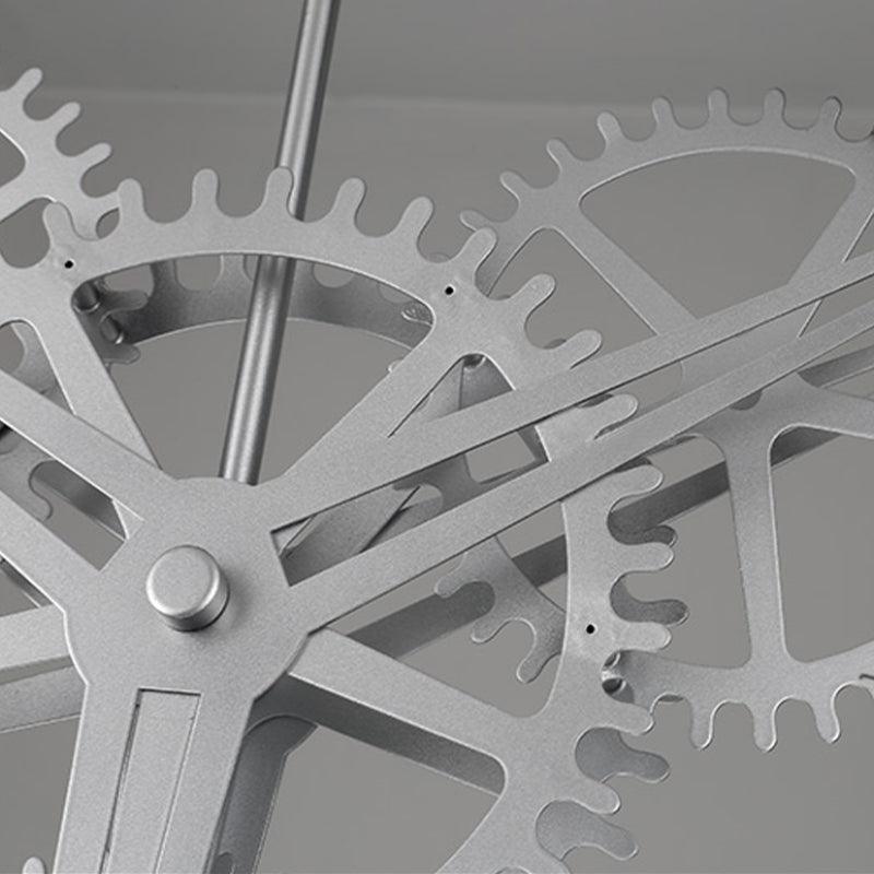 7/8 Bulbs Iron Hanging Chandelier Industrial Black Silver Gear Wheel - Rebooters