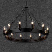 12/18 Lights Circle Chandelier Industrial Black Iron Lamp Kit - Rebooters