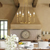 Candlestick Dining Table Suspension Lamp Retro Metal 6/8-Light Gold Chandelier - Rebooters