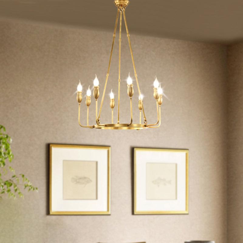 Candlestick Dining Table Suspension Lamp Retro Metal 6/8-Light Gold Chandelier - Rebooters