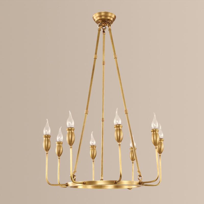 Candlestick Dining Table Suspension Lamp Retro Metal 6/8-Light Gold Chandelier - Rebooters