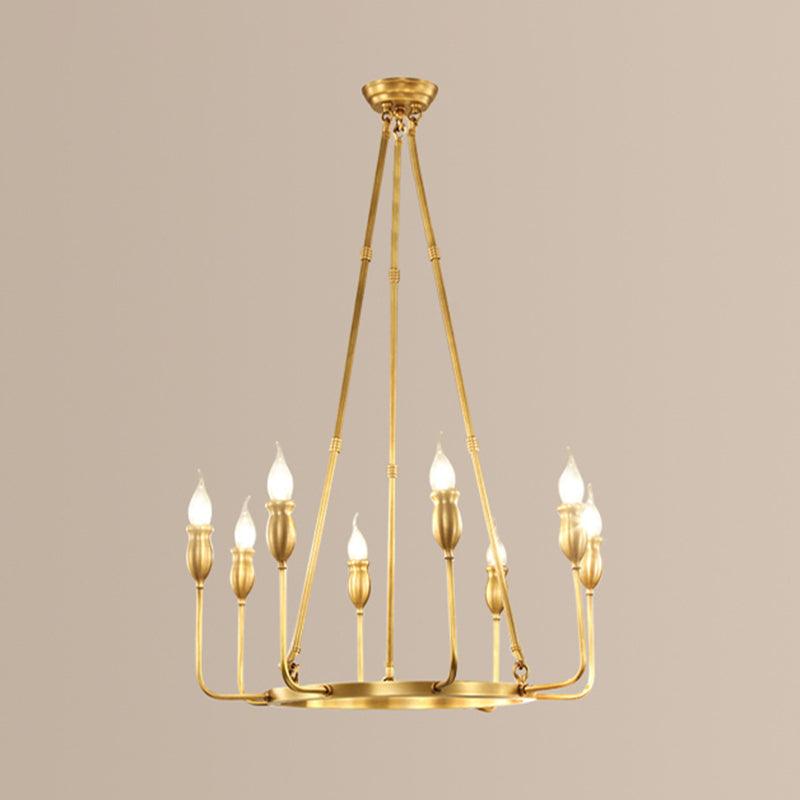 Candlestick Dining Table Suspension Lamp Retro Metal 6/8-Light Gold Chandelier - Rebooters