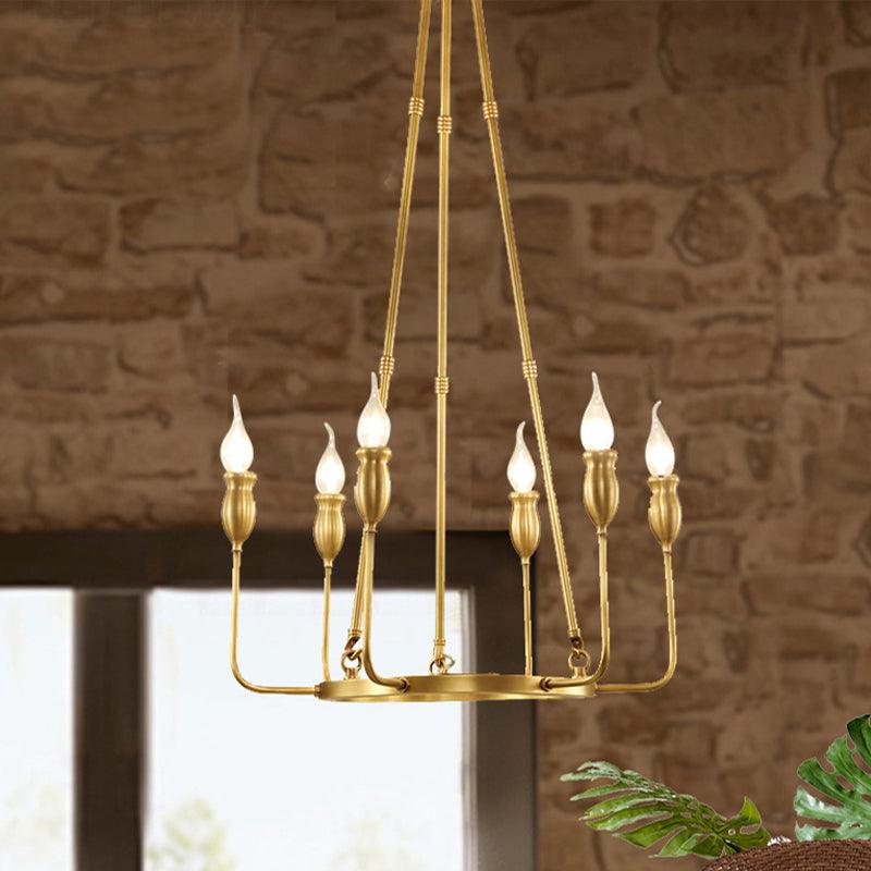 Candlestick Dining Table Suspension Lamp Retro Metal 6/8-Light Gold Chandelier - Rebooters