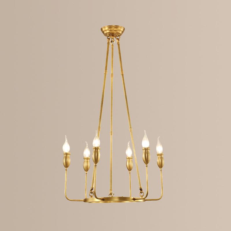 Candlestick Dining Table Suspension Lamp Retro Metal 6/8-Light Gold Chandelier - Rebooters