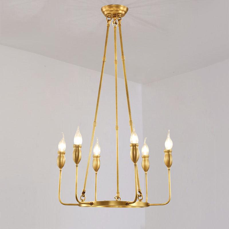 Candlestick Dining Table Suspension Lamp Retro Metal 6/8-Light Gold Chandelier - Rebooters
