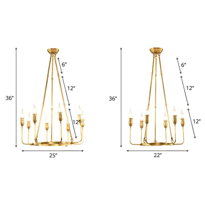 Candlestick Dining Table Suspension Lamp Retro Metal 6/8-Light Gold Chandelier - Rebooters
