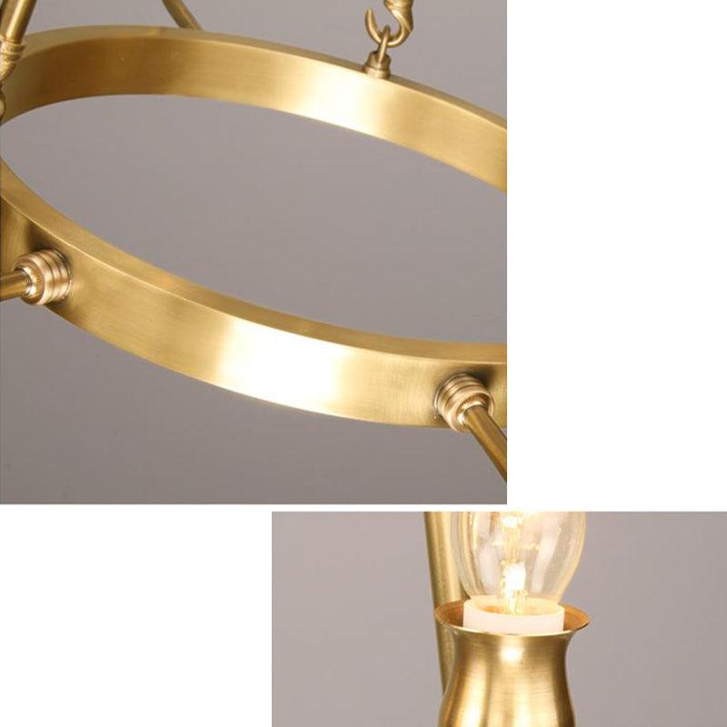 Candlestick Dining Table Suspension Lamp Retro Metal 6/8-Light Gold Chandelier - Rebooters