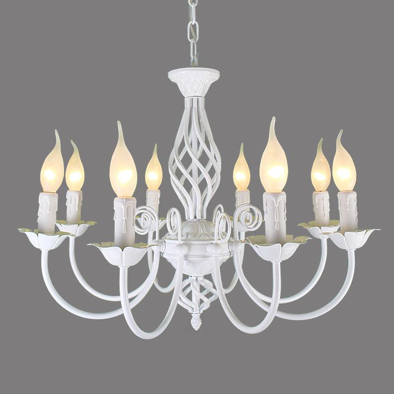 Black/White Swooping Arm Chandelier Lamp Traditional Metal - Rebooters