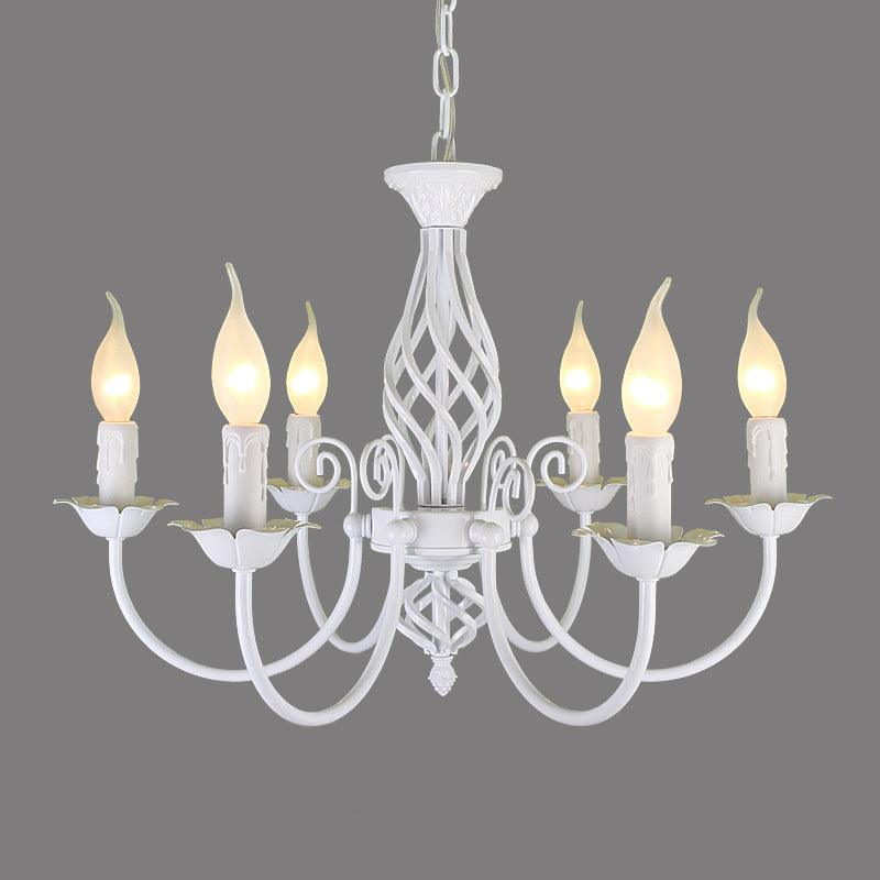 Black/White Swooping Arm Chandelier Lamp Traditional Metal - Rebooters