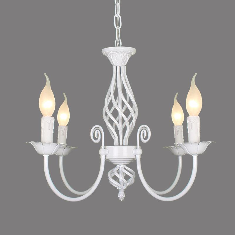 Black/White Swooping Arm Chandelier Lamp Traditional Metal - Rebooters