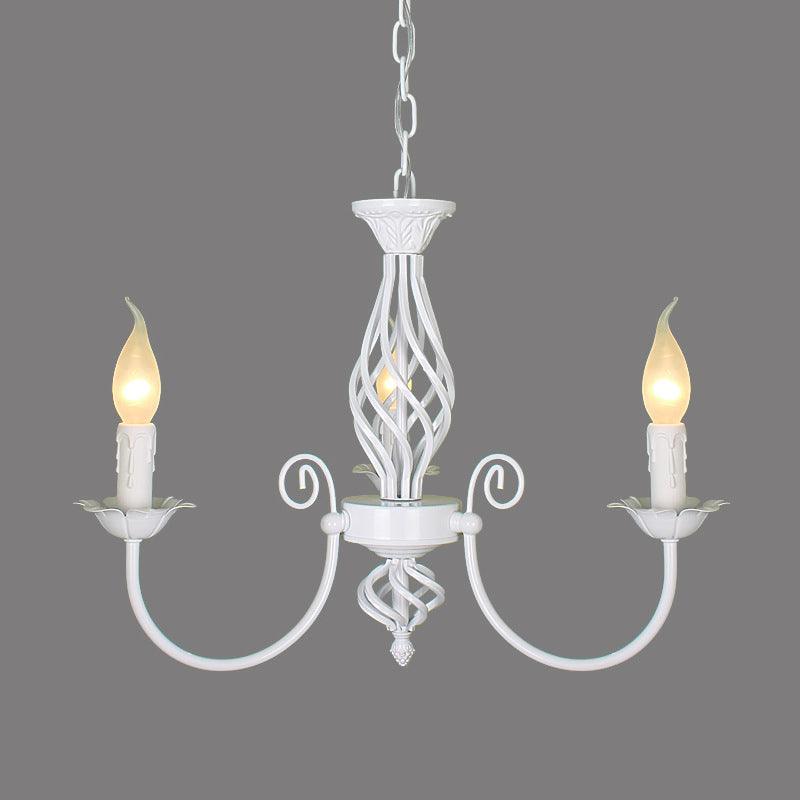 Black/White Swooping Arm Chandelier Lamp Traditional Metal - Rebooters
