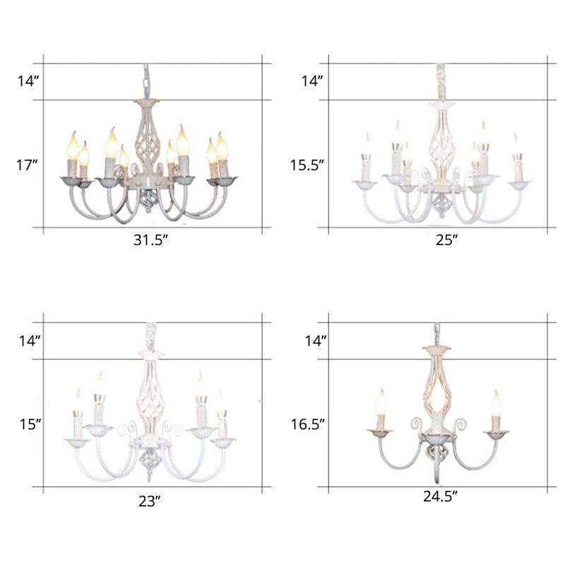 Black/White Swooping Arm Chandelier Lamp Traditional Metal - Rebooters