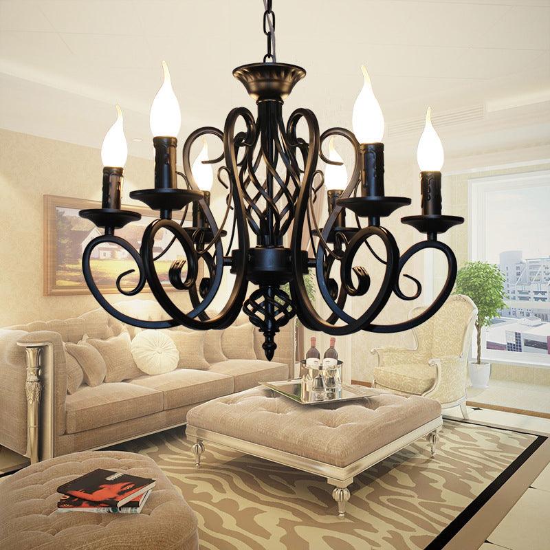 6/8 Bulbs Ceiling Lamp with Swirled Arm Metal Traditional Chandelier in Rust - Rebooters