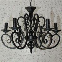 6/8 Bulbs Ceiling Lamp with Swirled Arm Metal Traditional Chandelier in Rust - Rebooters