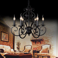 5/6 Lights Metal Pendant Chandelier Classic Black Swirled Arm - Rebooters