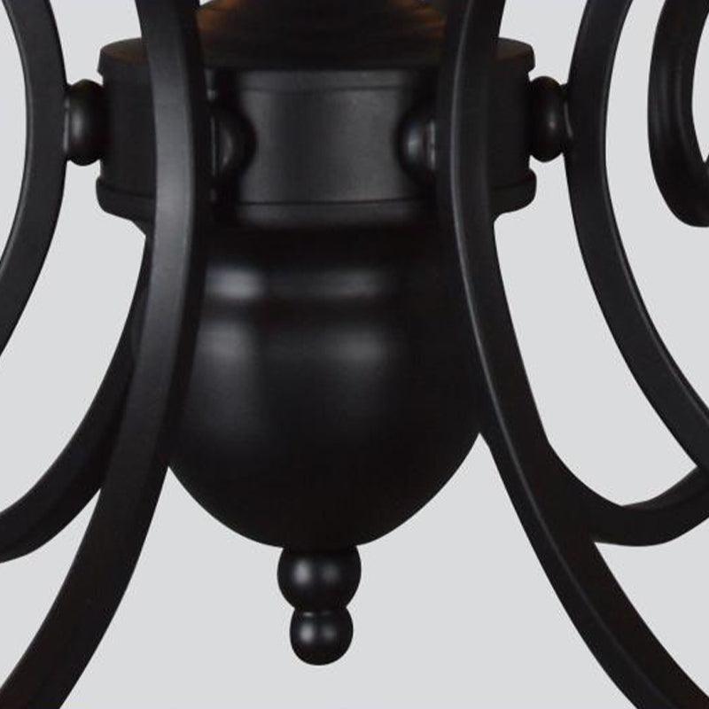 5/6 Lights Metal Pendant Chandelier Classic Black Swirled Arm - Rebooters