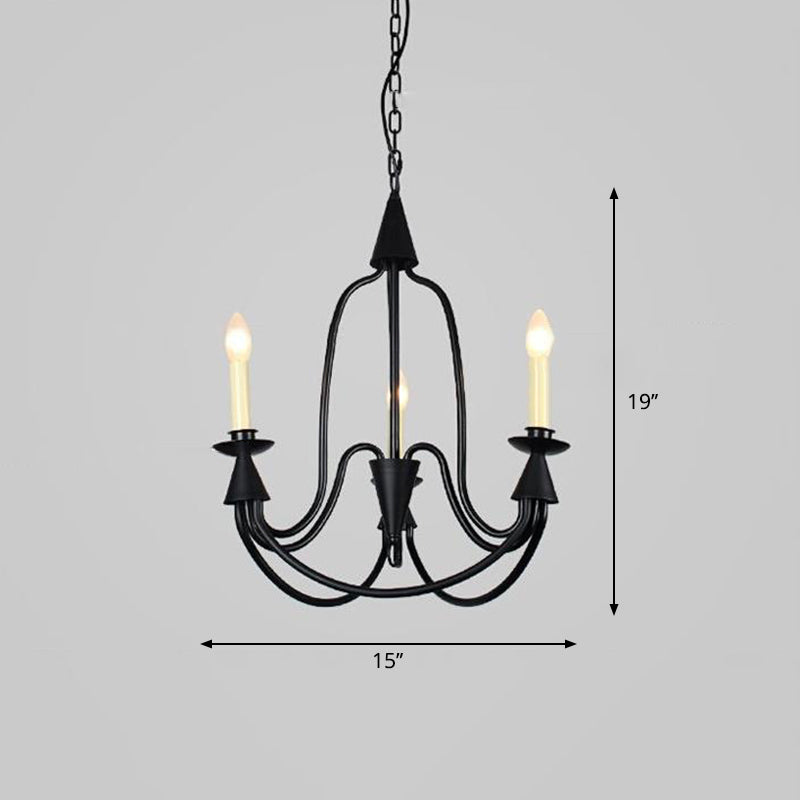 Curved Arm Dining Room Ceiling Chandelier Classic Metal 3/6 Lights Black Fixture - Rebooters