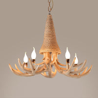 Beige Elk Shaped Chandelier Lamp Traditional Metal Rope Light - Rebooters