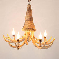 Beige Elk Shaped Chandelier Lamp Traditional Metal Rope Light - Rebooters