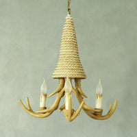 Beige Elk Shaped Chandelier Lamp Traditional Metal Rope Light - Rebooters