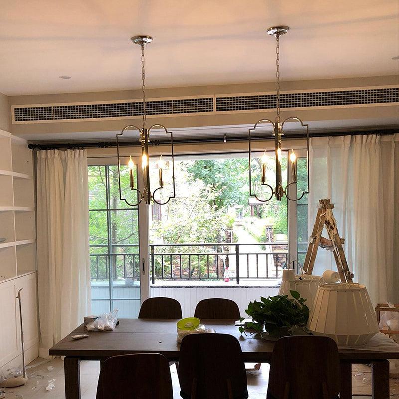 5 Lights Metal Pendant Chandelier Classic Silver Candle Fixture - Rebooters