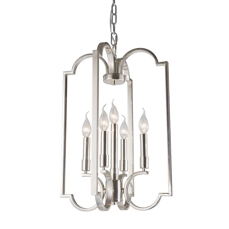 5 Lights Metal Pendant Chandelier Classic Silver Candle Fixture - Rebooters