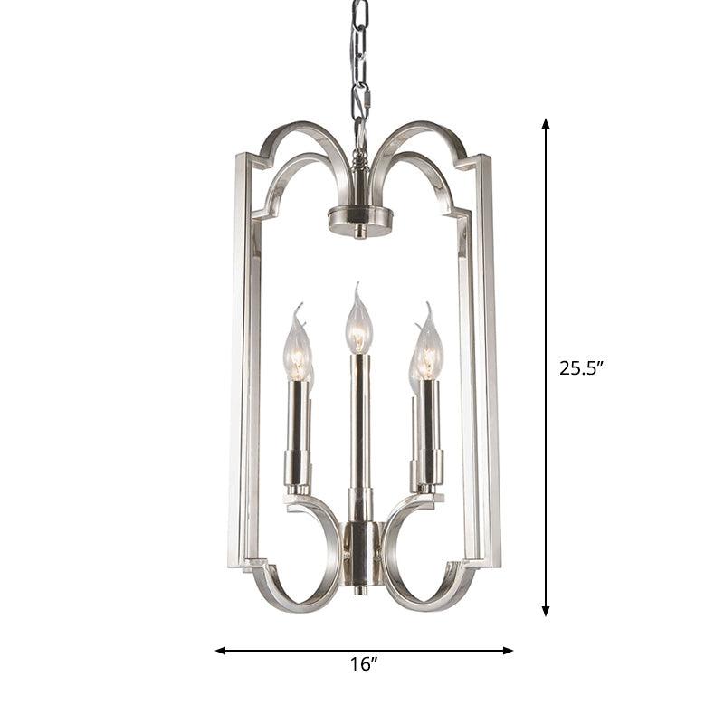 5 Lights Metal Pendant Chandelier Classic Silver Candle Fixture - Rebooters