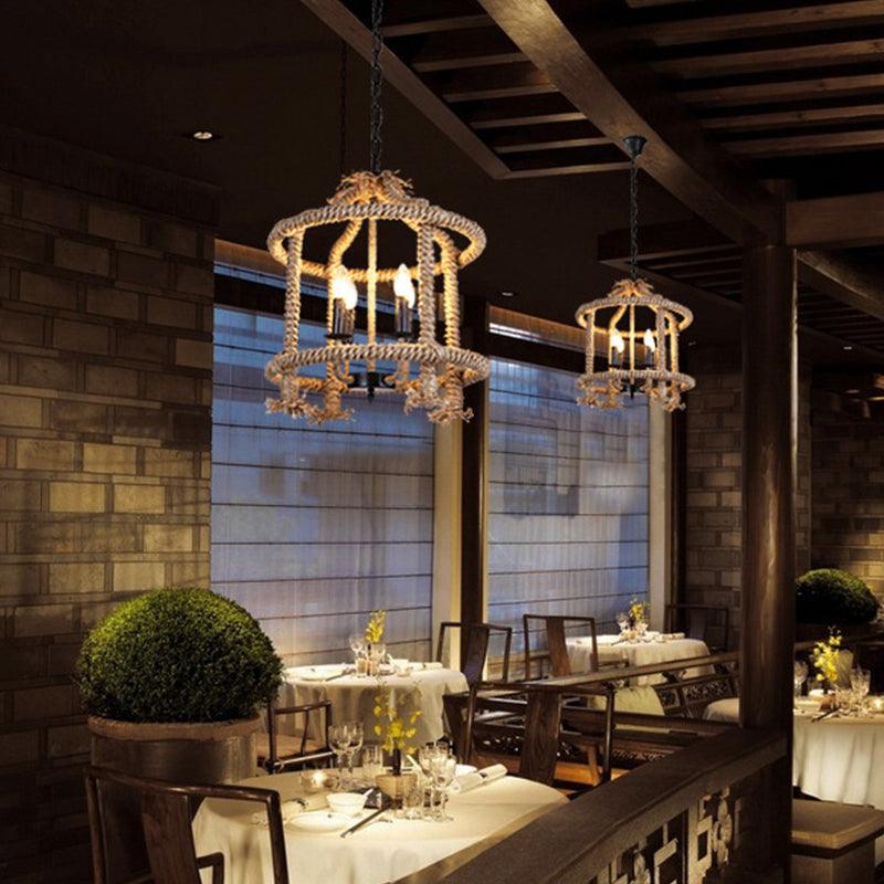 Beige 4 Lights Chandelier Light Fixture for Dining Room - Rebooters