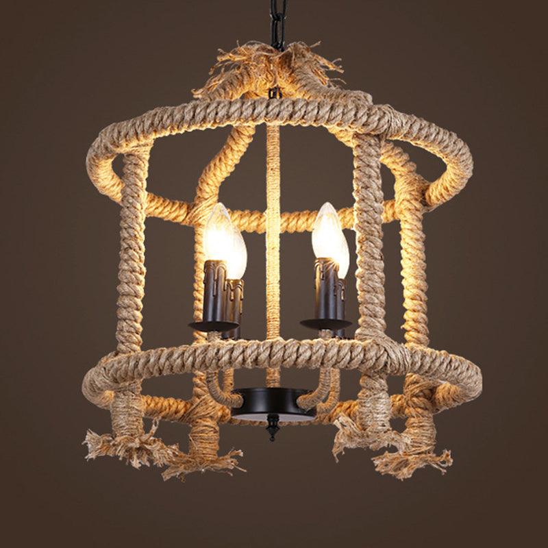 Beige 4 Lights Chandelier Light Fixture for Dining Room - Rebooters