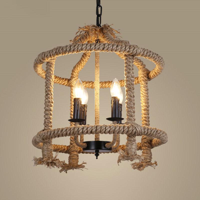Beige 4 Lights Chandelier Light Fixture for Dining Room - Rebooters