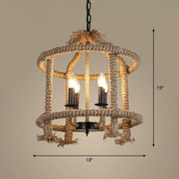 Beige 4 Lights Chandelier Light Fixture for Dining Room - Rebooters