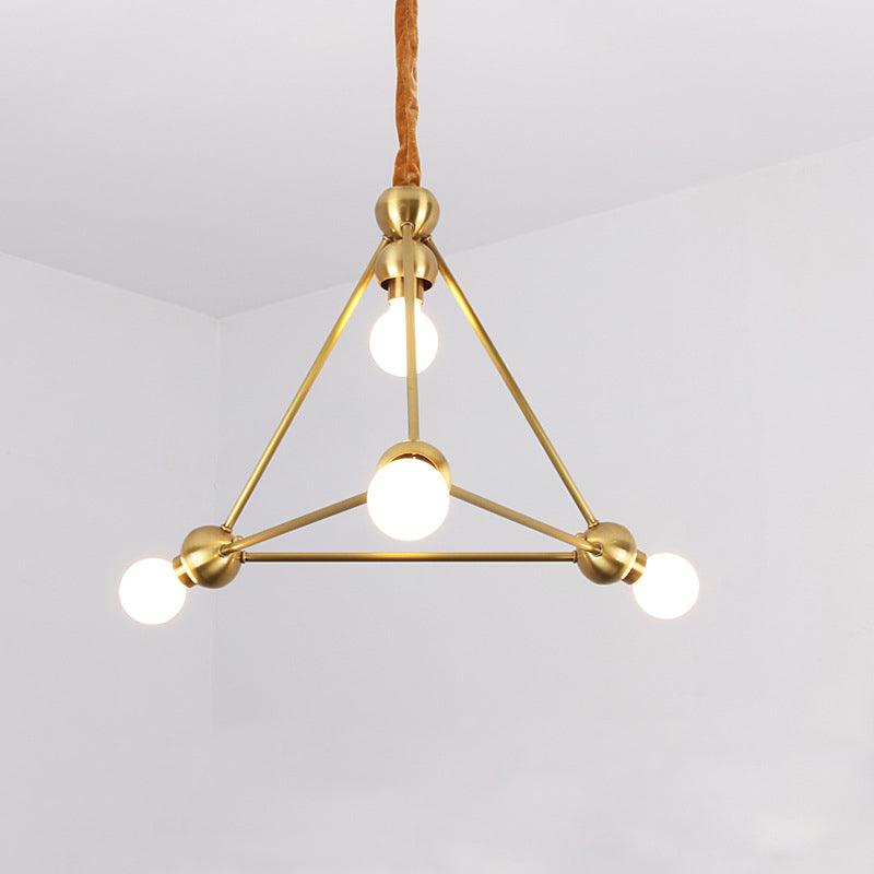 4 Lights Ceiling Light Traditional Triangle Metal Hanging Chandelier in Gold - Rebooters