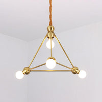 4 Lights Ceiling Light Traditional Triangle Metal Hanging Chandelier in Gold - Rebooters