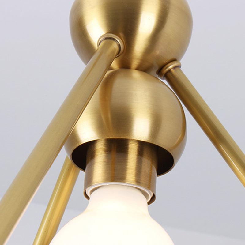 4 Lights Ceiling Light Traditional Triangle Metal Hanging Chandelier in Gold - Rebooters