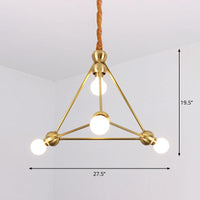 4 Lights Ceiling Light Traditional Triangle Metal Hanging Chandelier in Gold - Rebooters