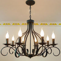 8 Lights Metal Hanging Chandelier Traditional Black Candle-Style Fixture - Rebooters