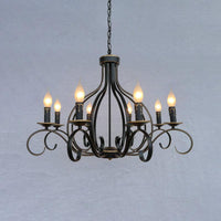 8 Lights Metal Hanging Chandelier Traditional Black Candle-Style Fixture - Rebooters