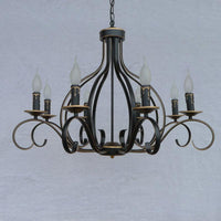 8 Lights Metal Hanging Chandelier Traditional Black Candle-Style Fixture - Rebooters