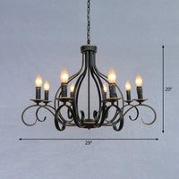 8 Lights Metal Hanging Chandelier Traditional Black Candle-Style Fixture - Rebooters