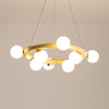 Wood Ring Suspension Light with Bubble Shade Beige Pendant - Rebooters