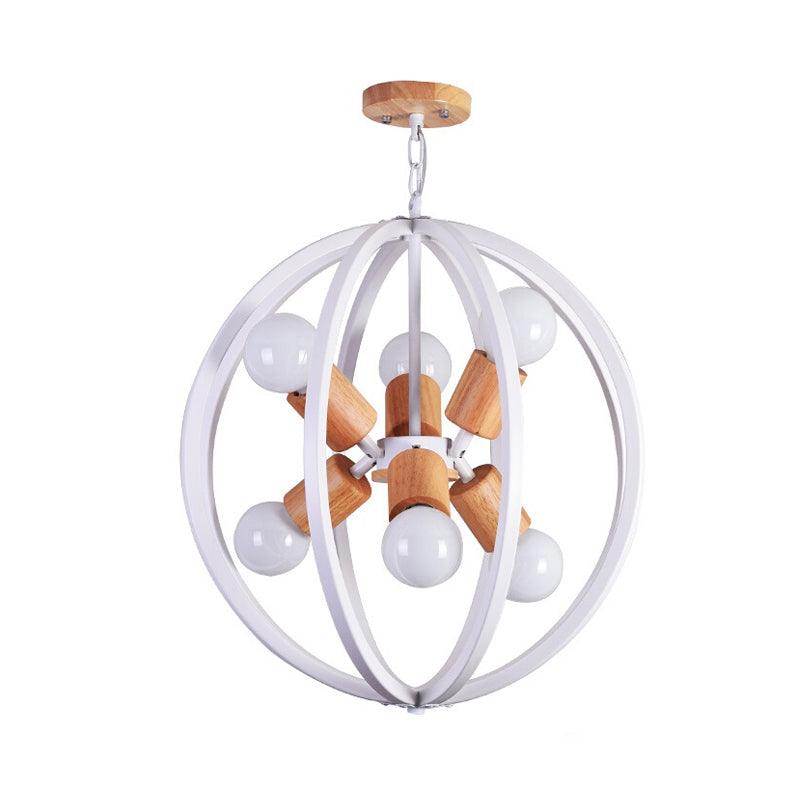 Globe Chandelier Pendant Light Nordic Wood LED Black White Lamp - Rebooters