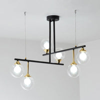 2-Tier Line Chandelier Simple Stylish Metallic Hanging Light in Black for Meeting Room Office - Rebooters