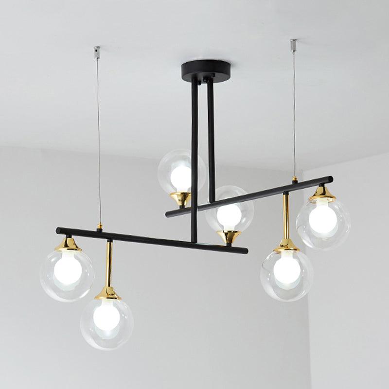 2-Tier Line Chandelier Simple Stylish Metallic Hanging Light in Black for Meeting Room Office - Rebooters