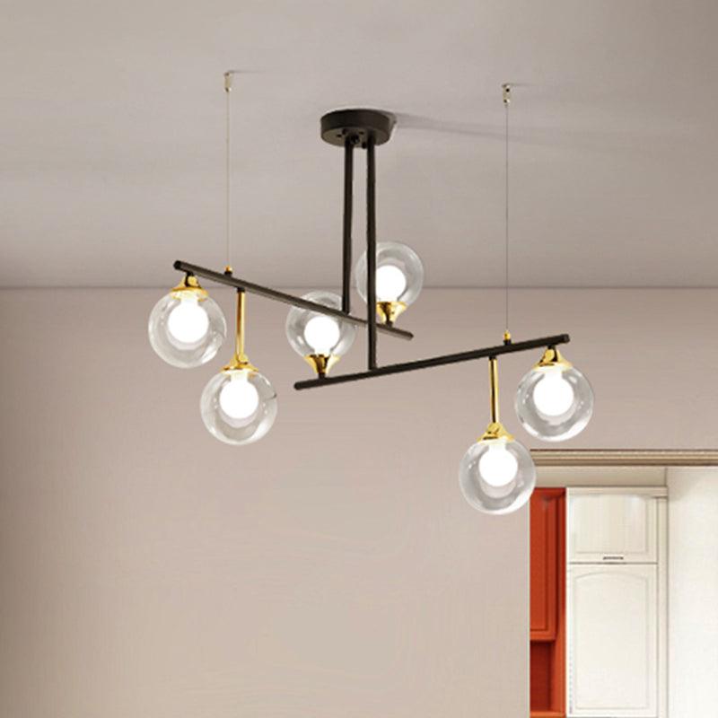 2-Tier Line Chandelier Simple Stylish Metallic Hanging Light in Black for Meeting Room Office - Rebooters