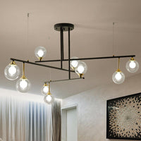 2-Tier Line Chandelier Simple Stylish Metallic Hanging Light in Black for Meeting Room Office - Rebooters