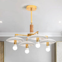 2 Tiers Hemisphere Hanging Light Simple Style Metal 4/6 Lights White Chandelier - Rebooters