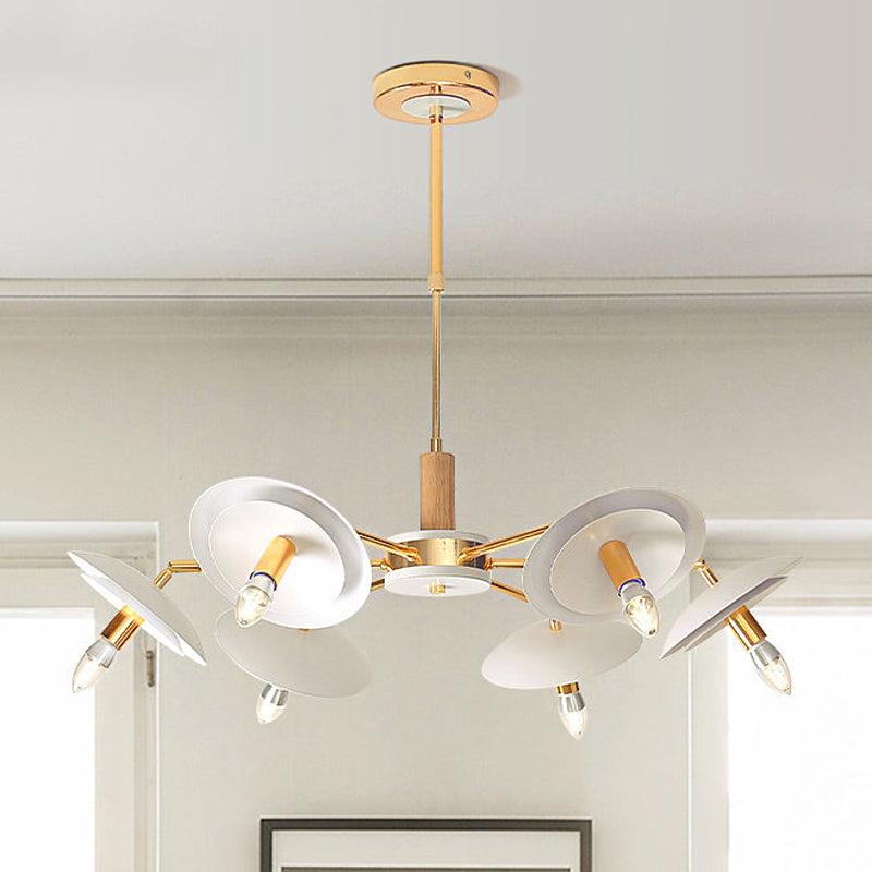 2 Tiers Hemisphere Hanging Light Simple Style Metal 4/6 Lights White Chandelier - Rebooters