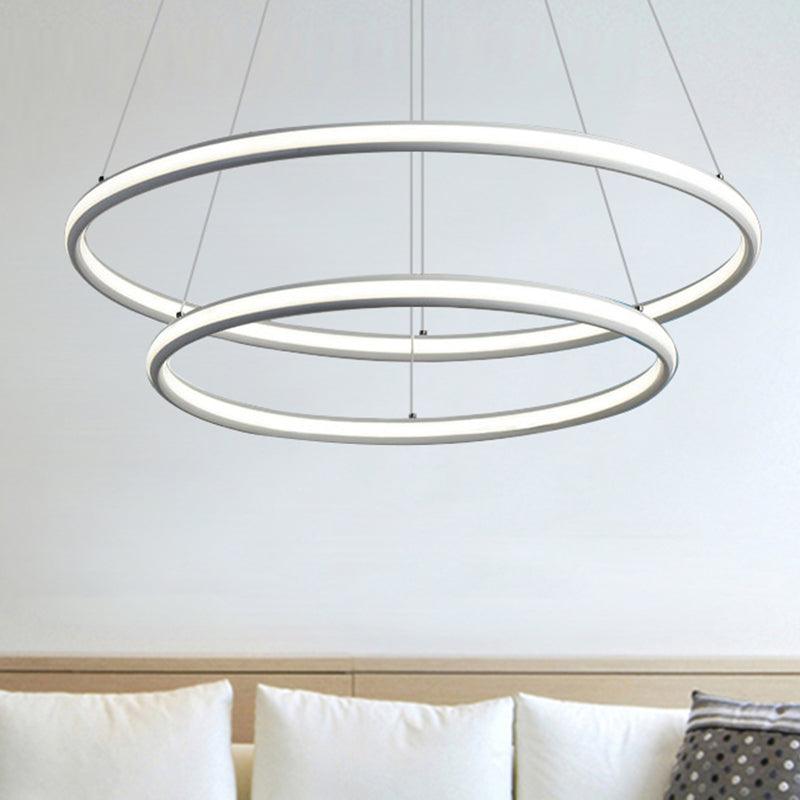 Acrylic Ring Chandelier Simple 1/2/3-Light LED Ceiling Pendant Lighting - Rebooters