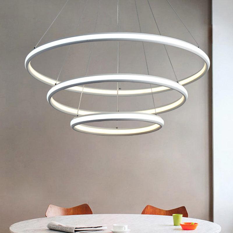 Acrylic Ring Chandelier Simple 1/2/3-Light LED Ceiling Pendant Lighting - Rebooters